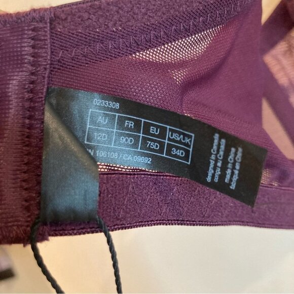 BLUSH Sz 34D Harlow Full Coverage  Underwire Lace Bra in Elderberry NWT - Picture 6 of 9